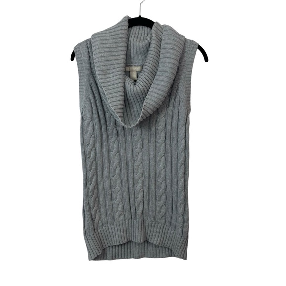 Banana Republic Cowl Neck Cable Knit Grey Sweater Vest Cashmere Blend Size S - Picture 2 of 9